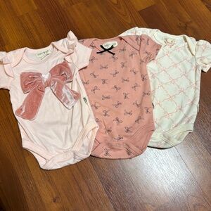Rabbit + Bear Pink and Cream Bodysuit Trio 0-3 Month